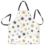 Hand Drawn Gold Black Star Pattern Adjustable Apron
