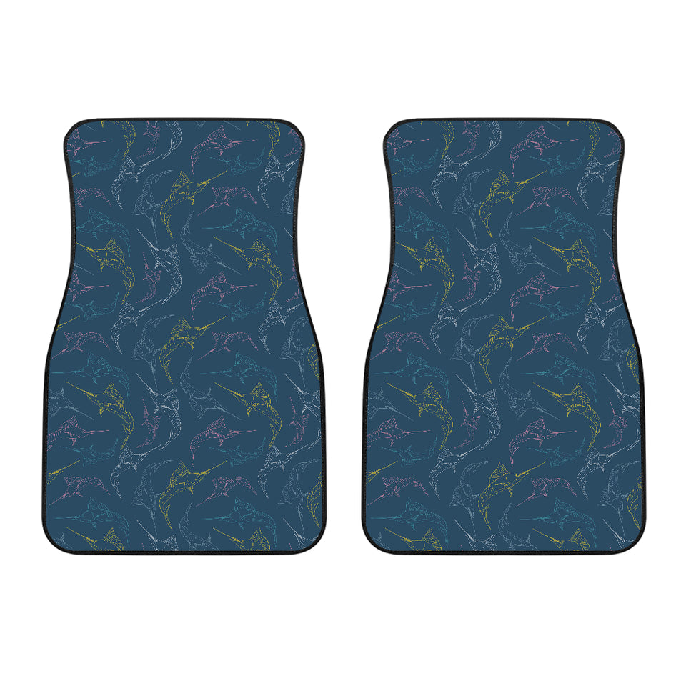 Swordfish Pattern Print Design 02 Front Car Mats