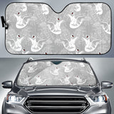 White Swan Gray Background Car Sun Shade
