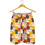 Colorful Maneki Neko Lucky Cat Pattern Men Shorts