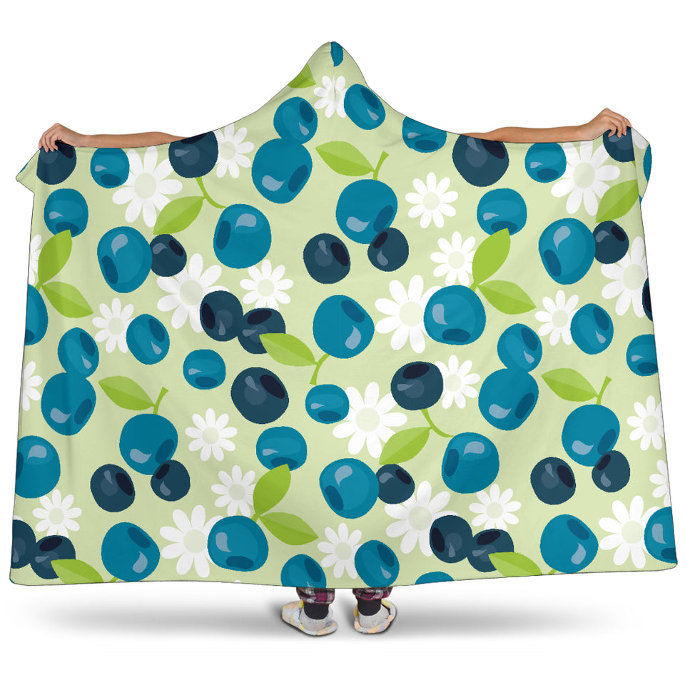 Blueberry Flower Pattern Hooded Blanket