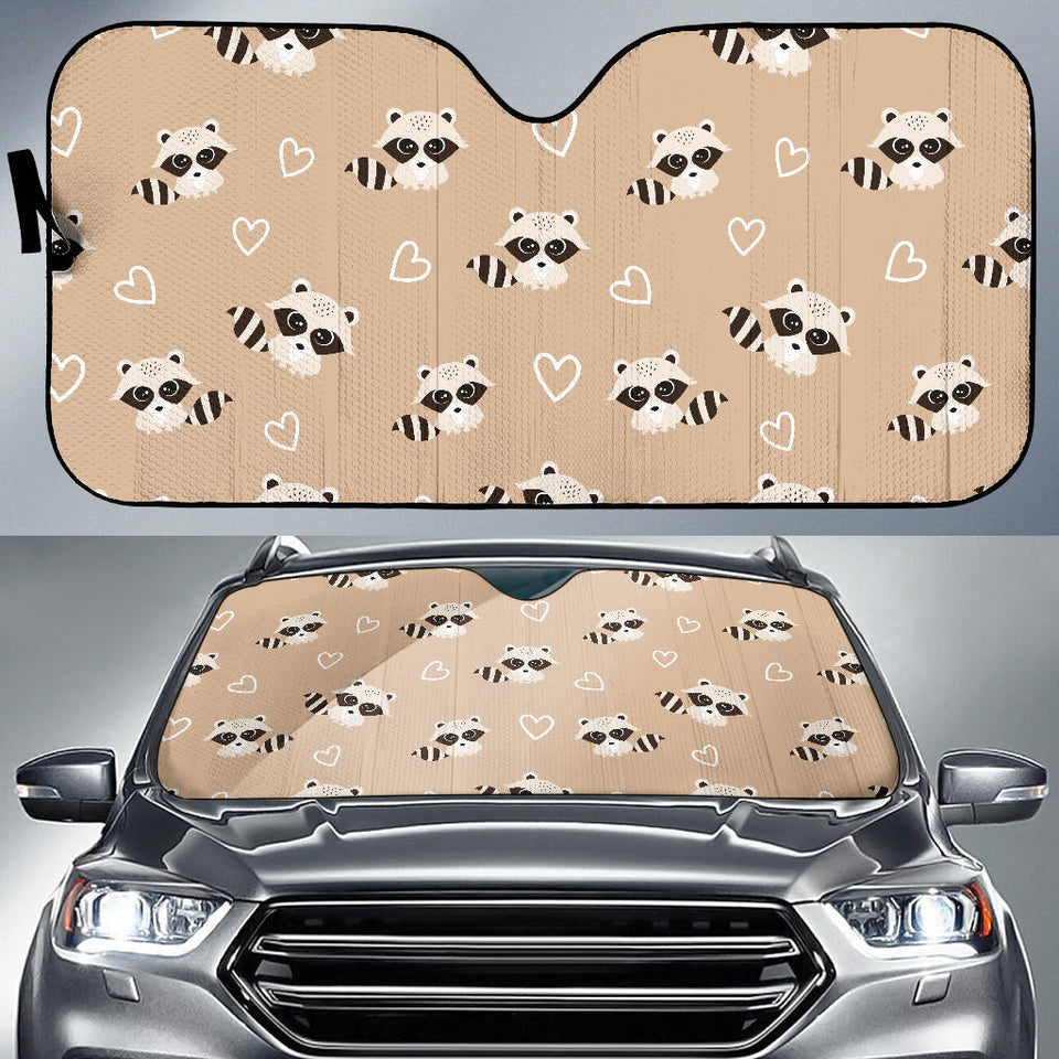 Cute Raccoon Heart Pattern Car Sun Shade