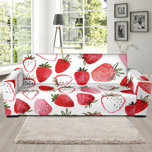 Watercolor Hand Drawn Beautiful Strawberry Pattern Sofa Slipcover