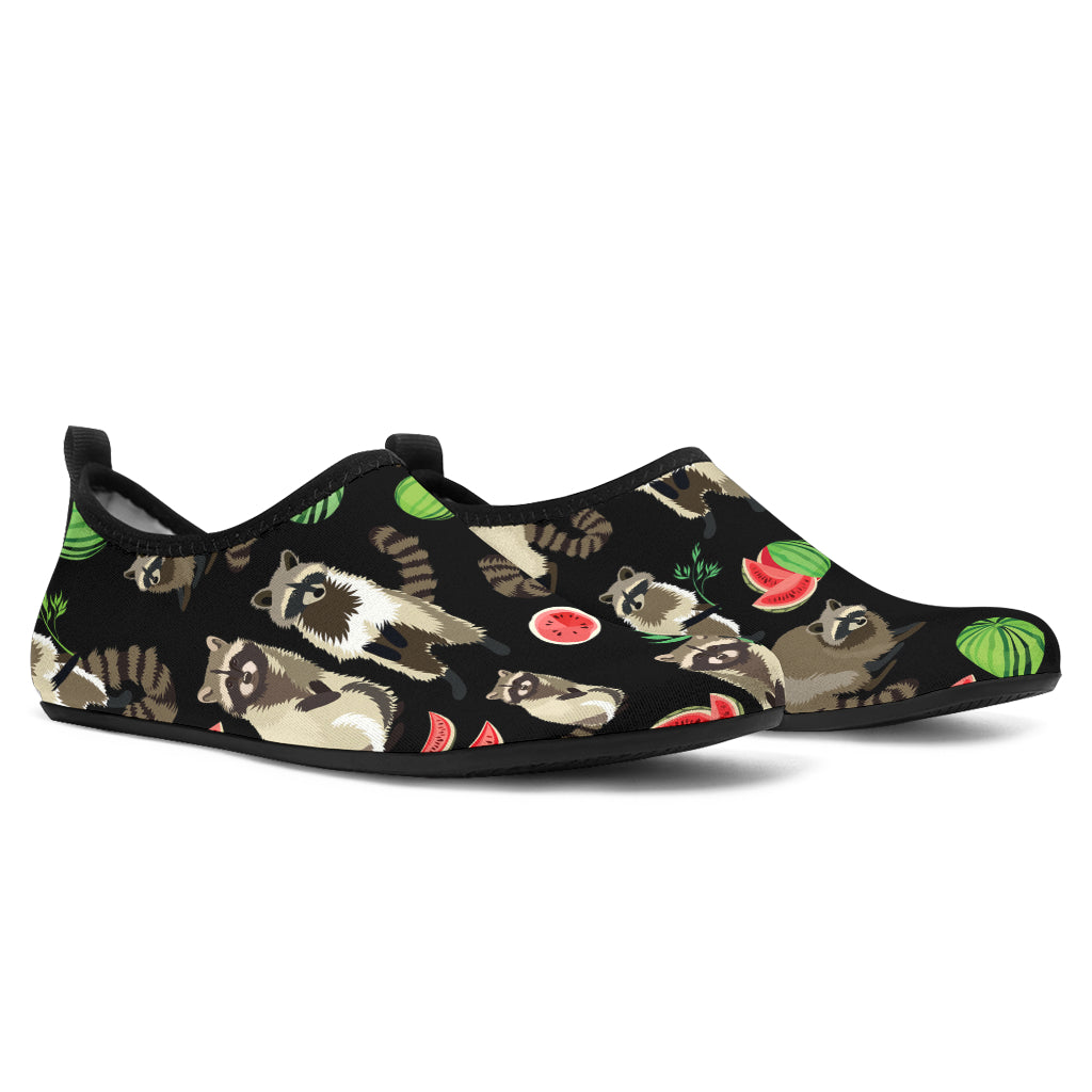 Raccoon Watermelon Pattern Aqua Shoes