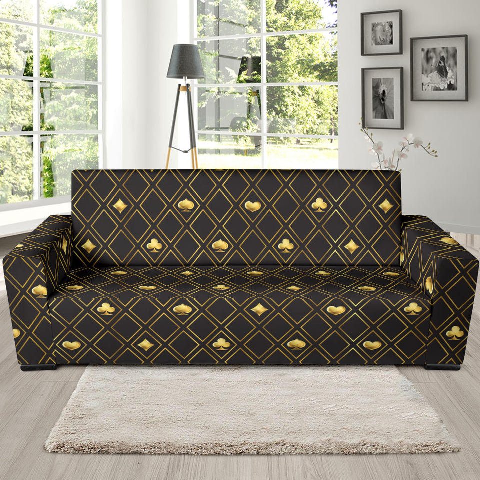 Casino Cards Suits Pattern Print Design 01 Sofa Slipcover