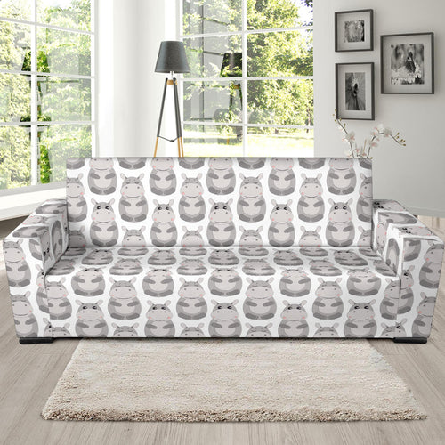 Hippopotamus Pattern Print Design 05 Sofa Slipcover