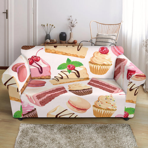 Cake Cupcake Sweets Pattern Loveseat Couch Slipcover