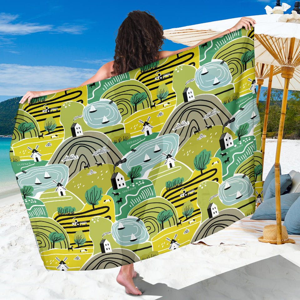 Hand Drawn Windmill Pattern Sarong