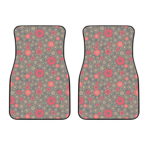 Red Gold Sakura Cherry Blossom Gray Background Front Car Mats
