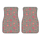 Red Gold Sakura Cherry Blossom Gray Background Front Car Mats