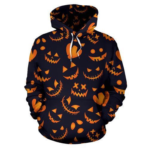 Halloween Pattern Pumpkin Background Men Women Pullover Hoodie