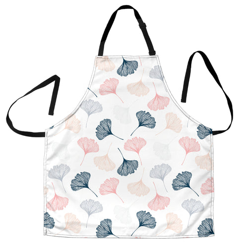 Black Gray Cream Coral Ginkgo Leaves Pattern Adjustable Apron