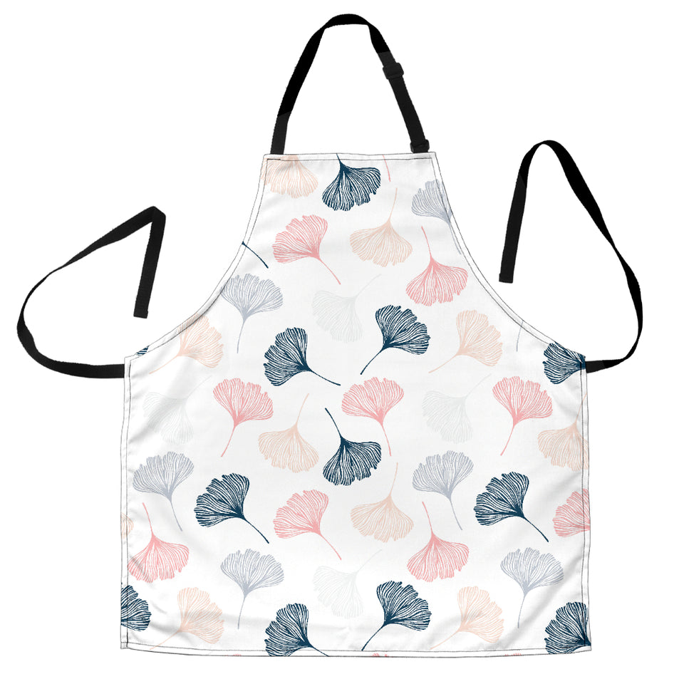 Black Gray Cream Coral Ginkgo Leaves Pattern Adjustable Apron