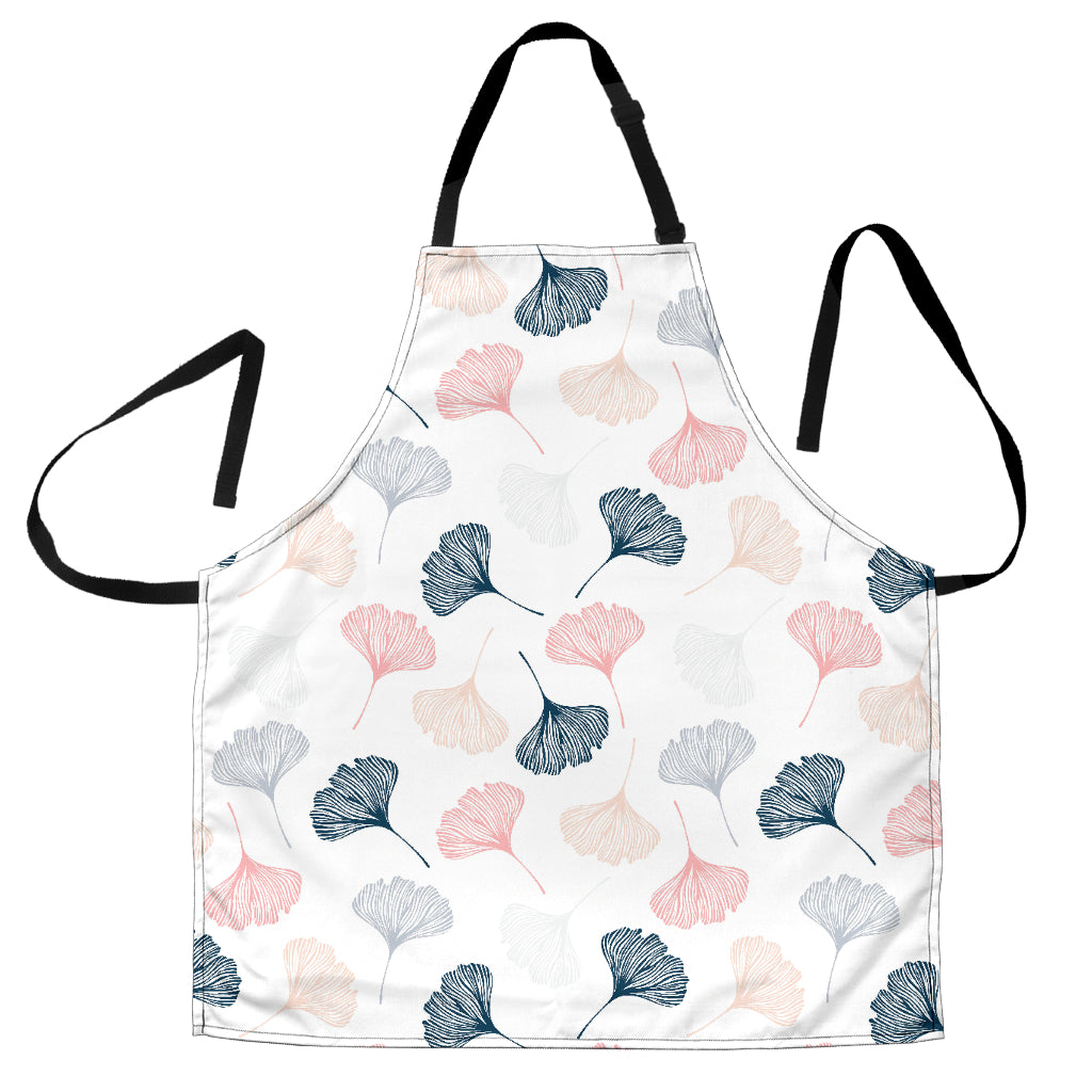 Black Gray Cream Coral Ginkgo Leaves Pattern Adjustable Apron
