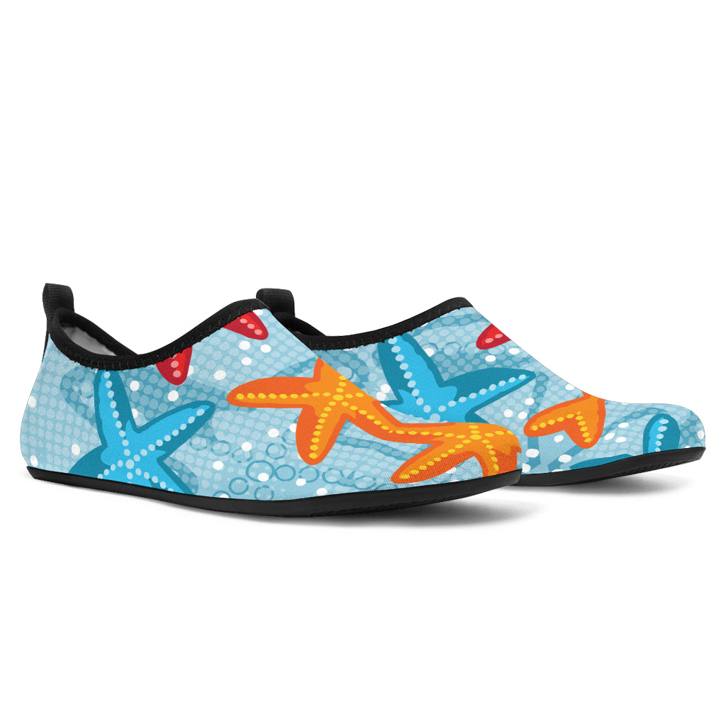 Blue Red Orange Starfish Pattern Aqua Shoes