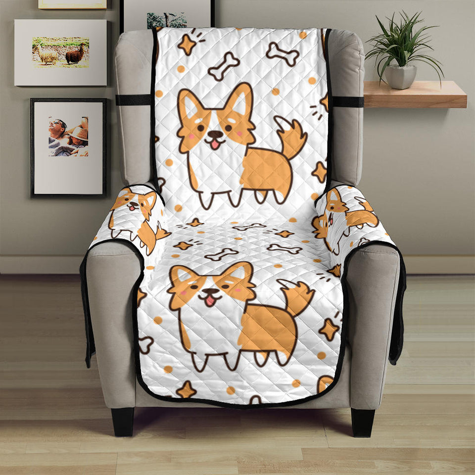 Cute corgi heart star bone pattern Chair Cover Protector