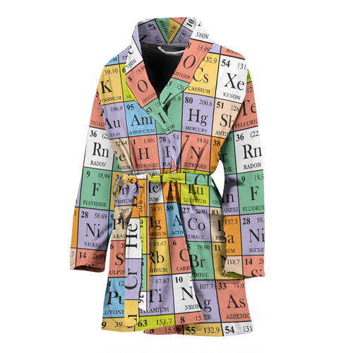 Chemistry Periodic Table Pattern Print Design 01 Women's Bathrobe