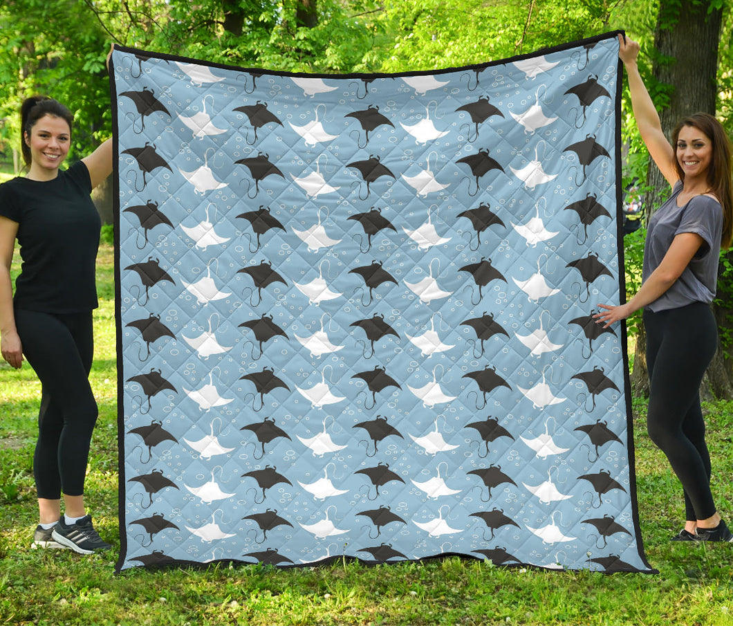 Stingray Pattern Print Design 03 Premium Quilt