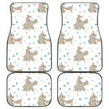 Cute Rhino Pattern Background Front And Back Car Mats