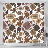 American Football Ball Pattern Shower Curtain Fulfilled In US
