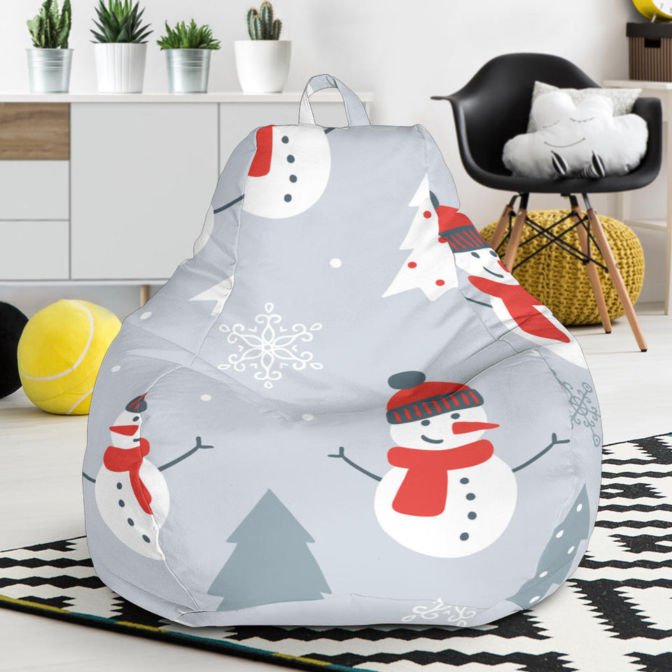 Snowman Christmas  Tree Snow Gray Background Bean Bag Cover