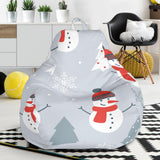 Snowman Christmas  Tree Snow Gray Background Bean Bag Cover
