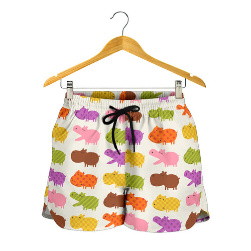 Hippopotamus Pattern Print Design 01 Women Shorts