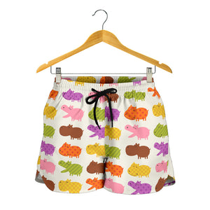 Hippopotamus Pattern Print Design 01 Women Shorts