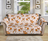 Cute Corgis Pattern pink background Sofa Cover Protector