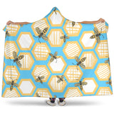 Bee Honeycomb Pattern Hooded Blanket