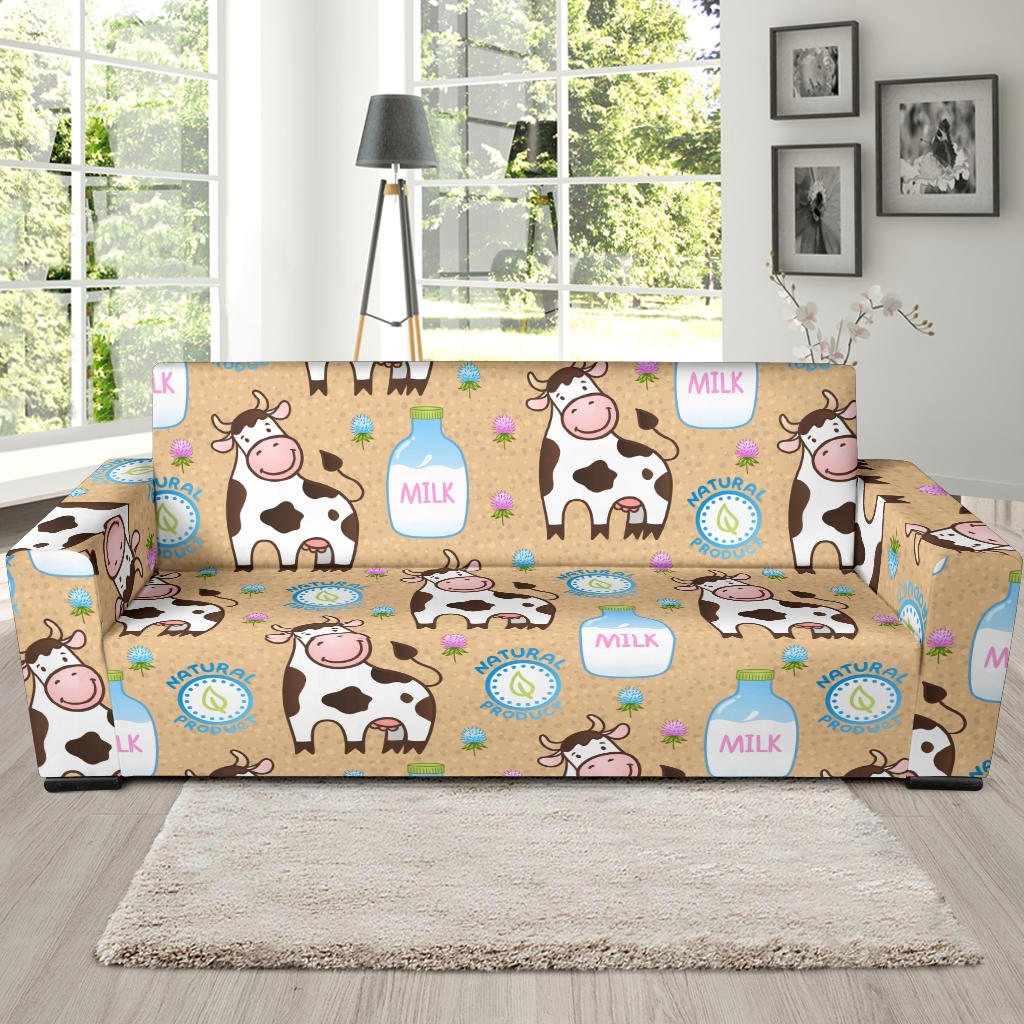 Cow Bottle Of Milk Pattern Sofa Slipcover