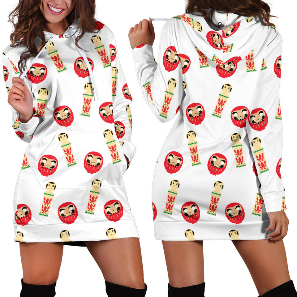 Daruma Japanese Wooden Doll Women'S Hoodie Dress