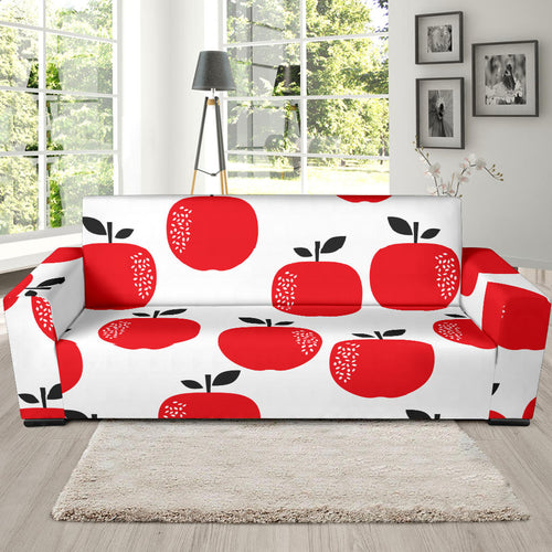 Red Apples White Background Sofa Slipcover