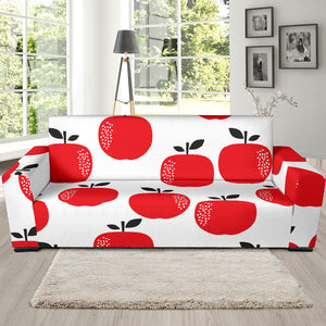 Red Apples White Background Sofa Slipcover