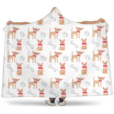 Chihuahua Bone Paw Pattern Hooded Blanket
