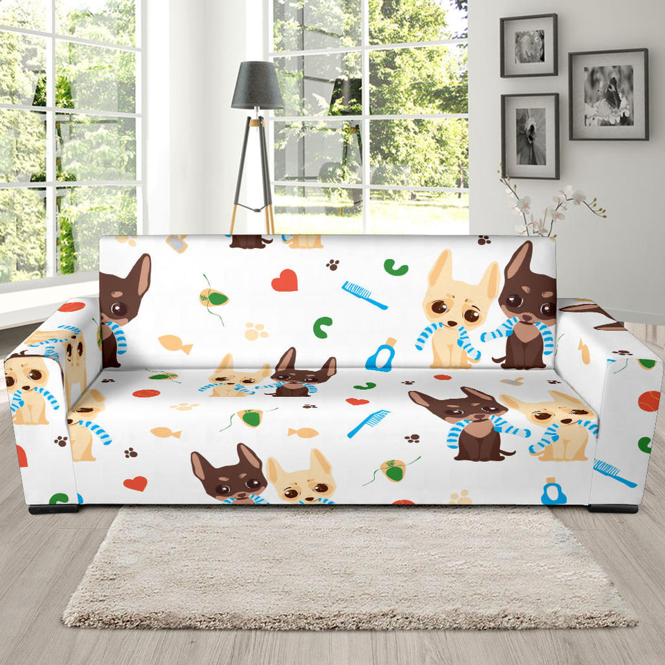Cute Chihuahua Dog Pattern Sofa Slipcover