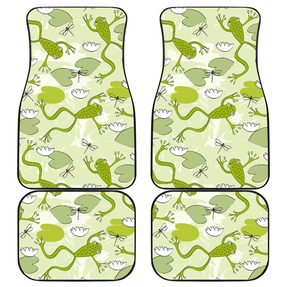 Cute Frog Dragonfly Pattern Front And Back Car Mats