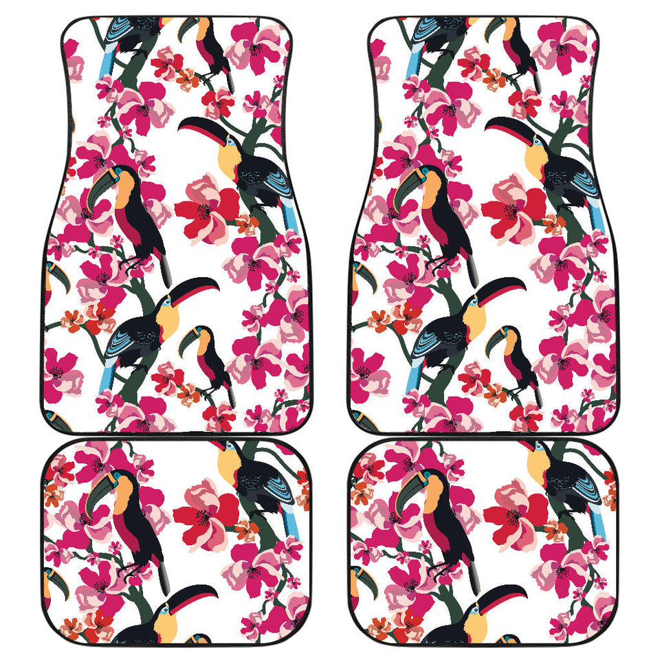 Toucan Flower Design Pattern Front And Back Car Mats