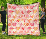Hand Drawn Heart Design Pattern Premium Quilt