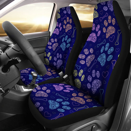 Dog Paws Pattern Print Design 02 Universal Fit Car Seat Covers