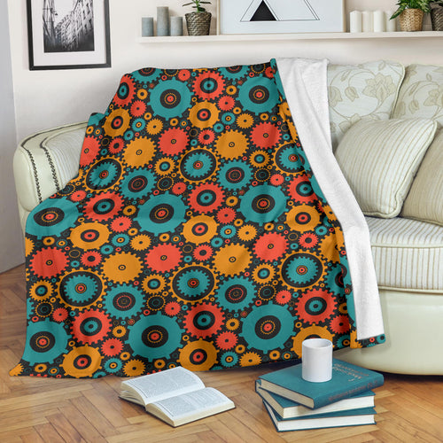 Gear Pattern Print Design 01 Premium Blanket