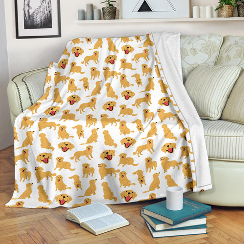 Golden Retriever Pattern Print Design 05 Premium Blanket