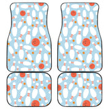 Bowling Ball Bowling Pins Blue Blackground Front And Back Car Mats