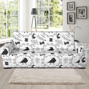 Crows Floral Wreath Rabbit Pattern Sofa Slipcover