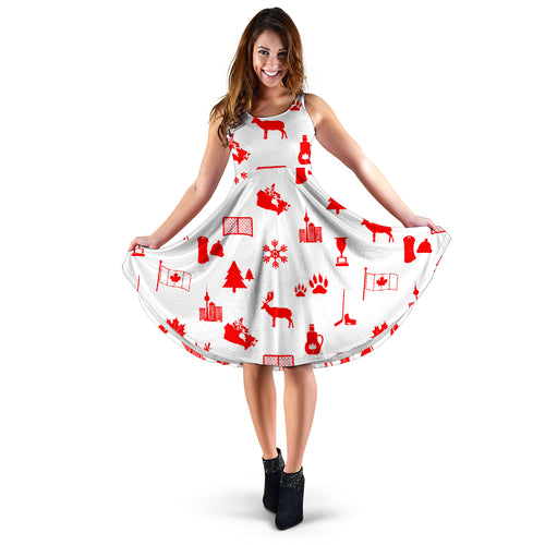 Canada Pattern Print Design 04 Sleeveless Midi Dress