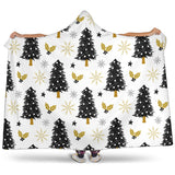 Christmas Tree Holly Snow Star Pattern Hooded Blanket