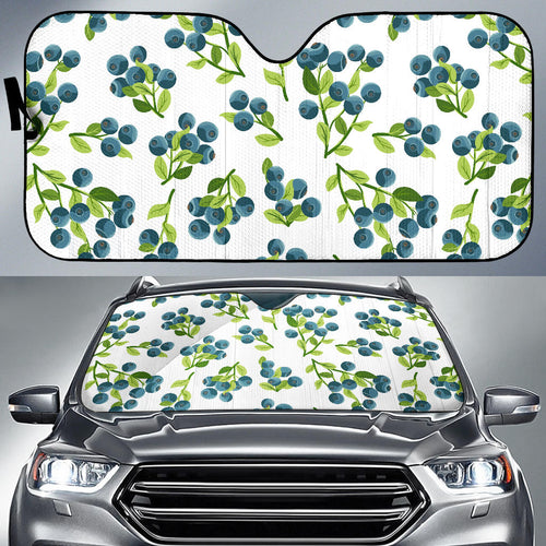 Blueberry White Background Car Sun Shade