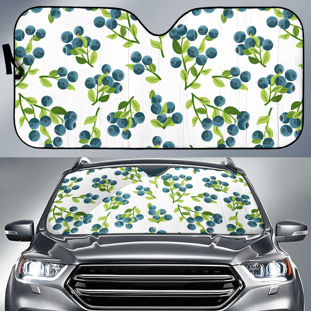 Blueberry White Background Car Sun Shade