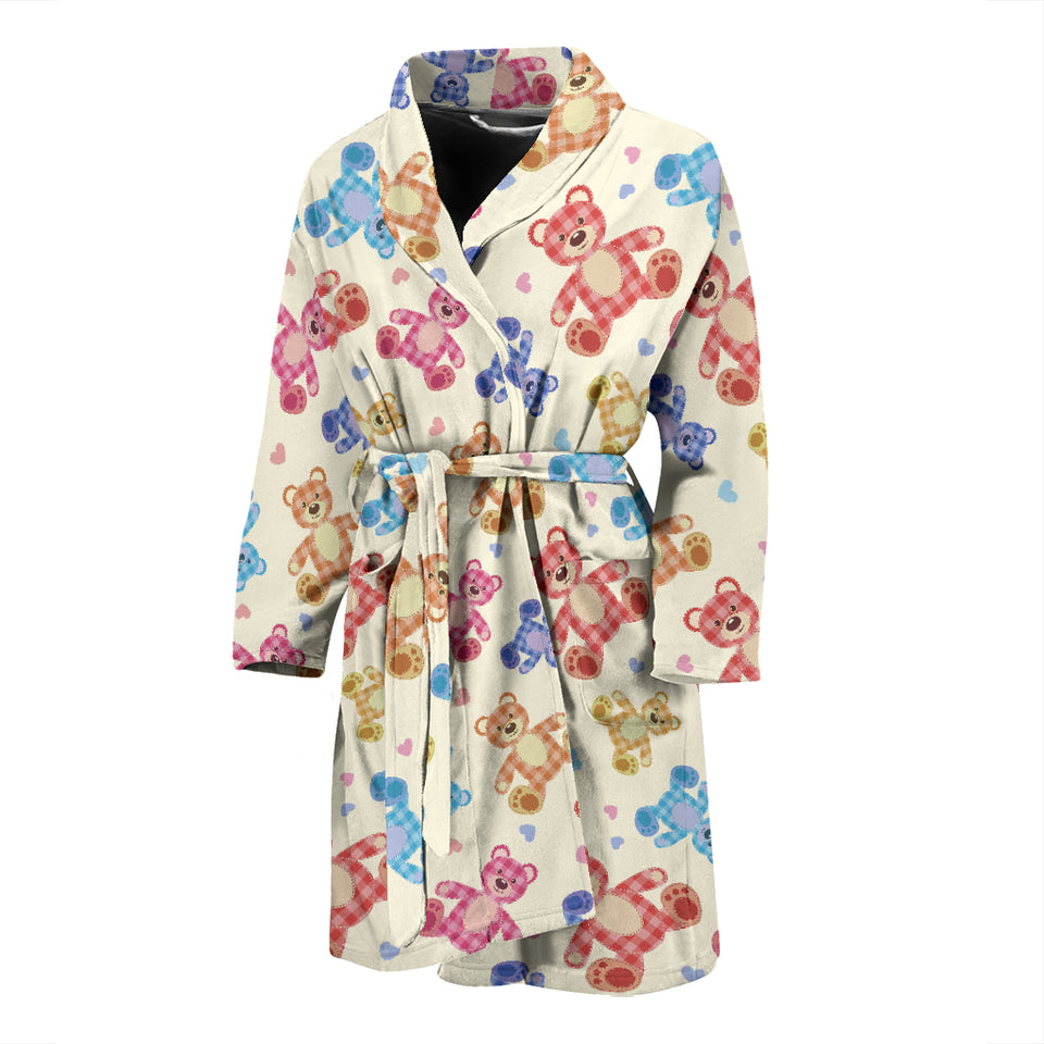 Teddy Bear Pattern Print Design 05 Men's Bathrobe