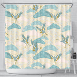 Bonsai Bamboo Stork Japanese Pattern Cream Theme Shower Curtain Fulfilled In US
